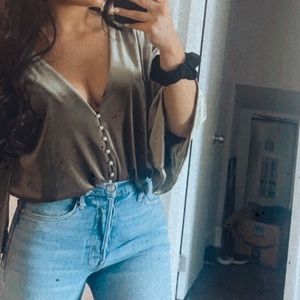 Zara olive green bodysuit